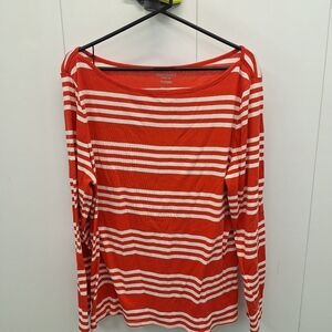 Old Navy Red and White Striped Long Sleeve Top Women's XXL